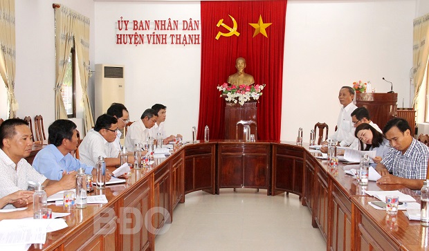 Tổ công tác Sở LĐ-TB&XH làm việc với UBND huyện Vĩnh Thạnh vào chiều 8.5.